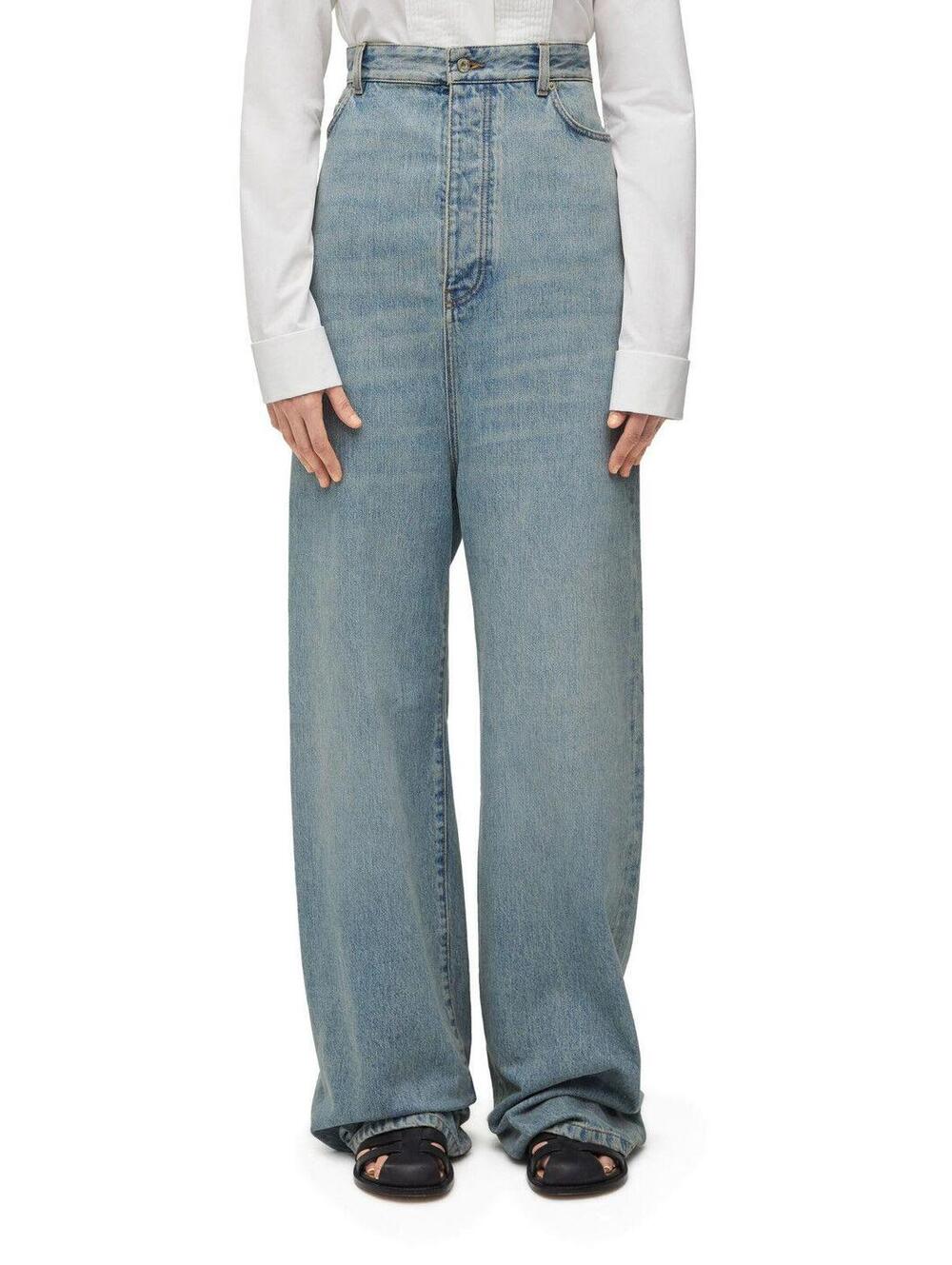 LOEWE Bustier High-Rise Wide Leg Jeans Light Wash